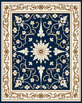 Classic Floral Swirls Blue Cream Rug