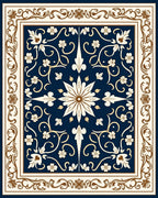 Classic Floral Swirls Blue Cream Rug