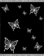 Black White Butterfly Flutter Rug