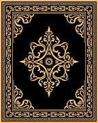 Elegant Ornate Black Gold Rug
