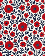 Bold Red Floral Pattern Rug
