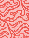 Coral Wavy Abstract Line Design Rug