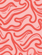 Coral Wavy Abstract Line Design Rug