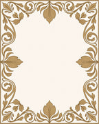 Ornate Gold Leaf Scroll Pattern Rug