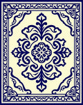 Classic Blue Floral Medallion Pattern Rug