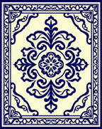Classic Blue Floral Medallion Pattern Rug