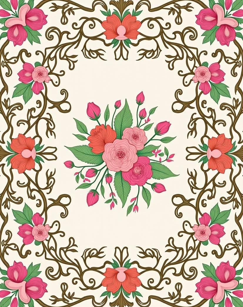 Floral Vine Decorative Design Rug