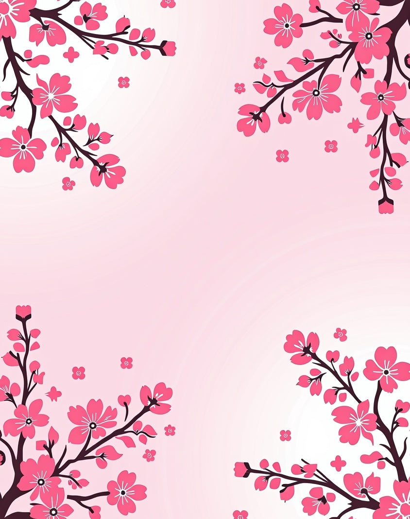 Pink Cherry Blossom Branch Romance Rug