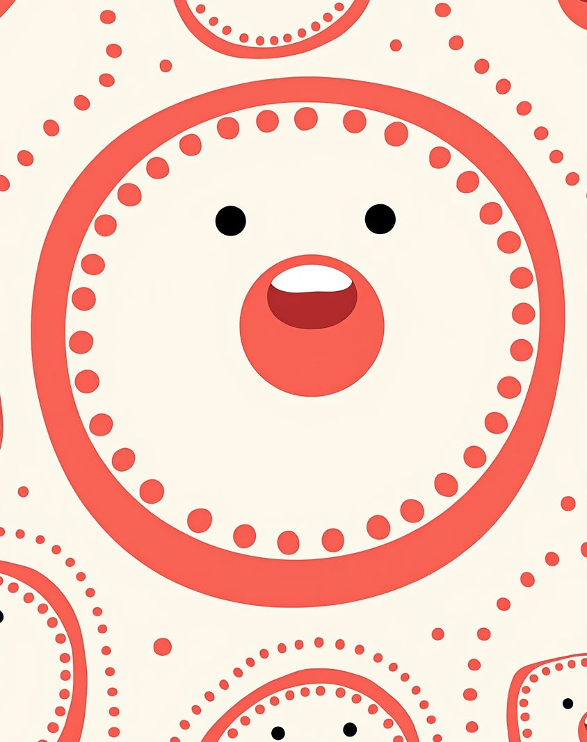 Coral Ivory Whimsical Dot Pattern Rug