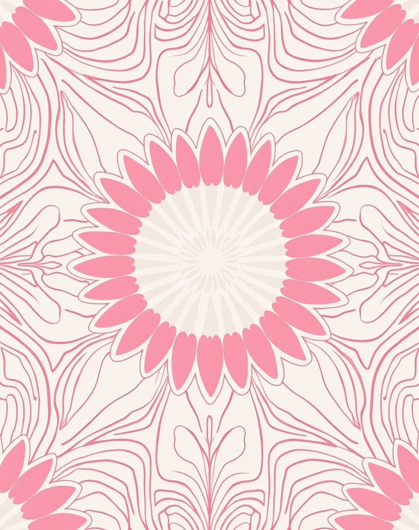 Pink Floral Mandala Pattern Rug