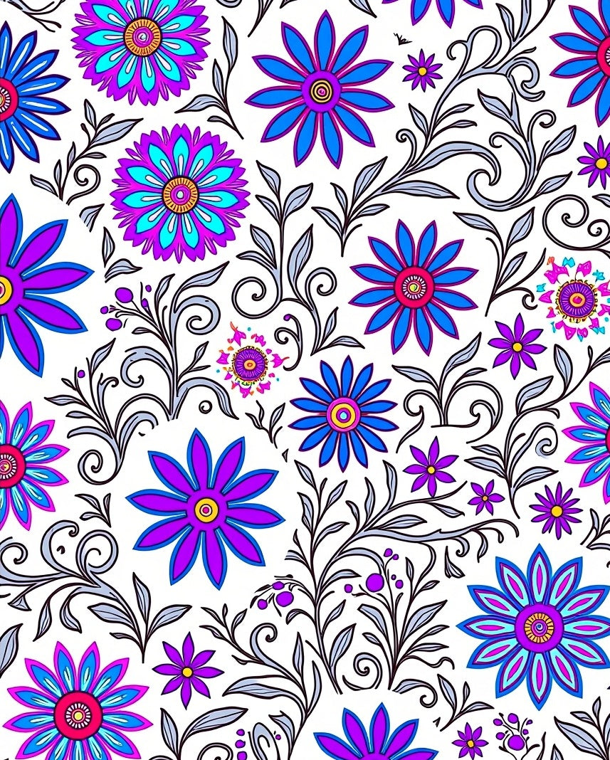 Floral Vine Pattern In Vibrant Colors Rug