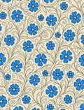 Blue Floral Swirls Patterned Rug