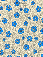 Blue Floral Swirls Patterned Rug