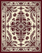 Vibrant Floral Vine Scroll Pattern Rug