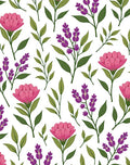 Pink Purple Floral Leaves Pattern Rug