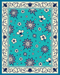 Turquoise Floral Patterned Decorative Rug