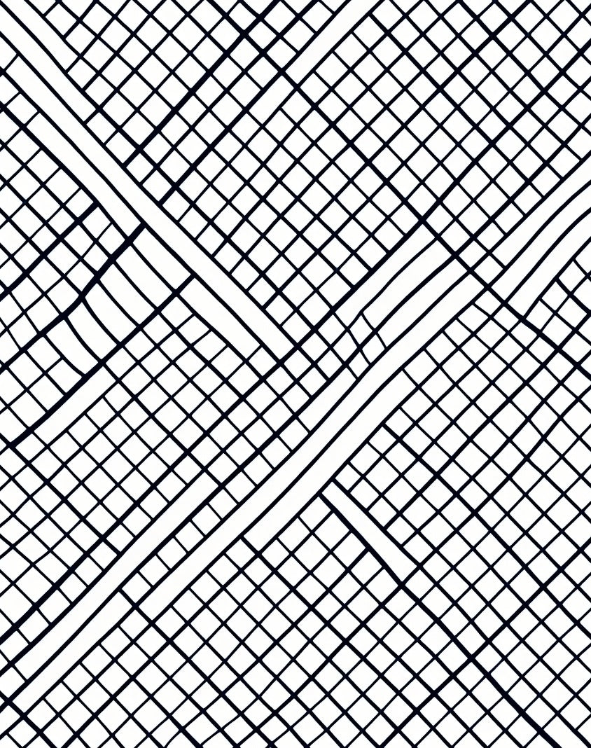 Black White Gridded Overlap Rug