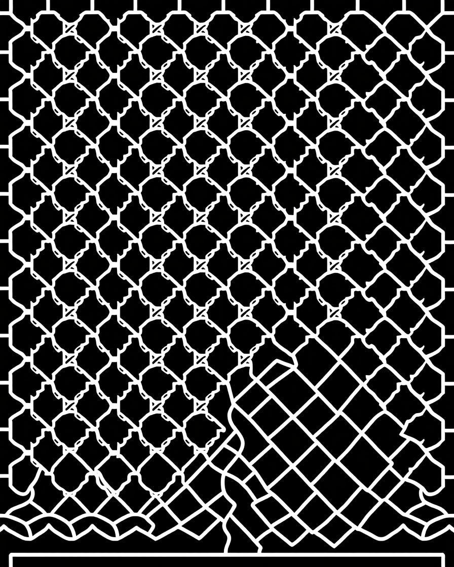 Black and White Abstract Mesh Pattern Rug