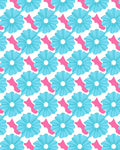 Aqua Floral Pattern With Pink Accents Rug