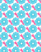 Aqua Floral Pattern With Pink Accents Rug