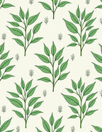 Green Leafy Branch Pattern Design Rug