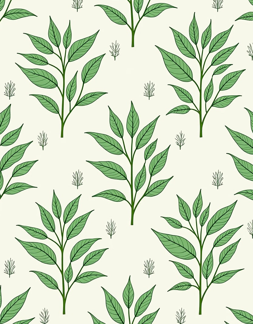 Green Leafy Branch Pattern Design Rug