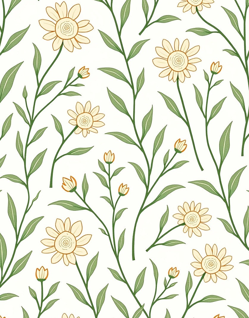 Delicate Floral Botanical Pattern Rug