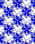 Bold Blue White Floral Pattern Rug