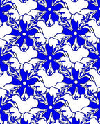 Bold Blue White Floral Pattern Rug