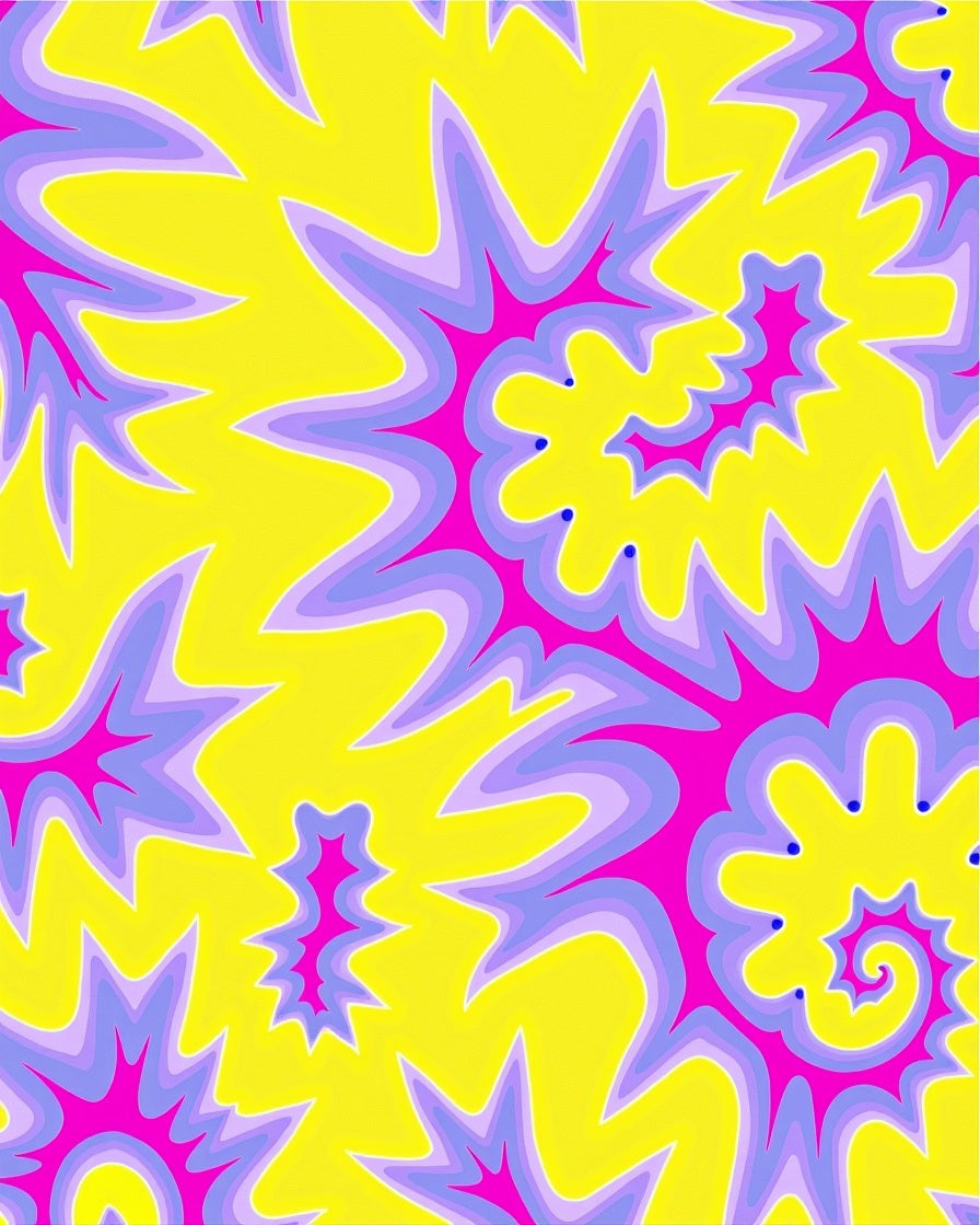 Psychedelic Swirls Vivid Yellow Pattern Rug