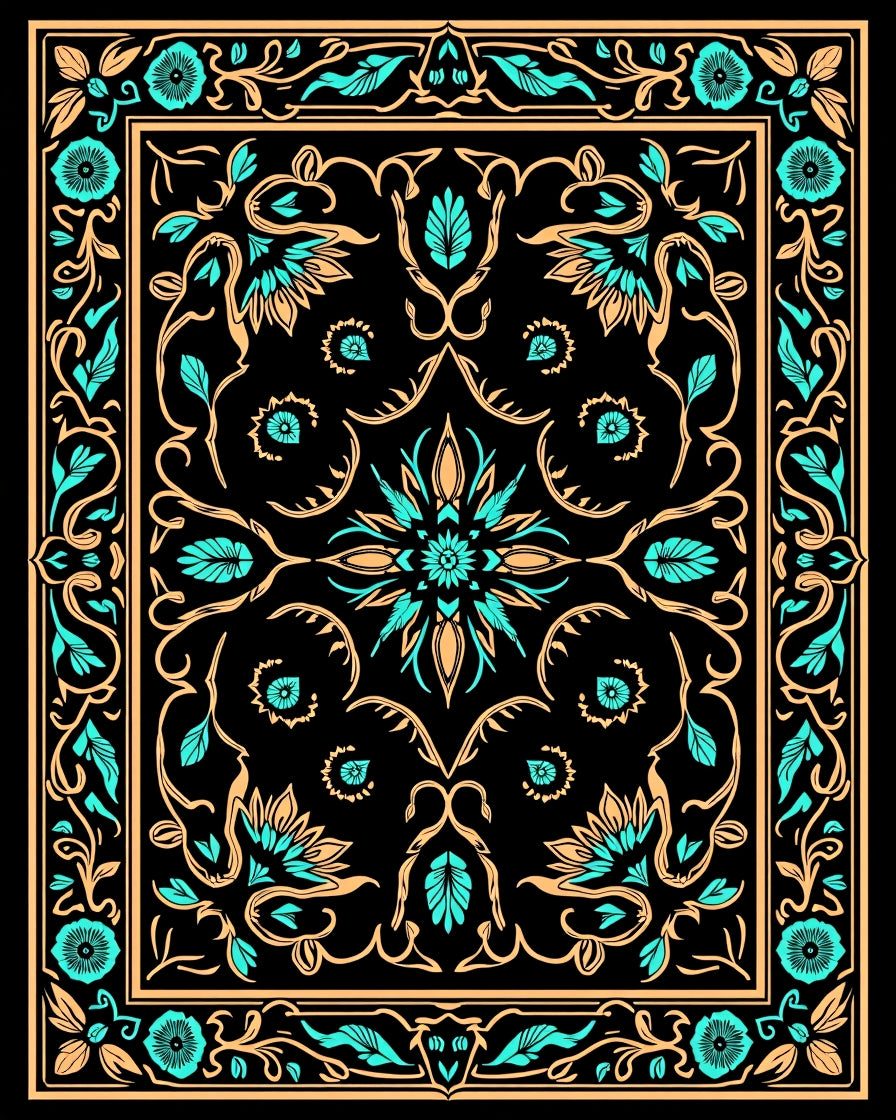 Floral Vine Medallion Pattern Rug