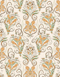 Floral Swirls Damask Pattern Design Rug