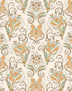 Floral Swirls Damask Pattern Design Rug