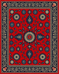Bold Floral Red Cream Navy Rug