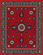 Bold Floral Red Cream Navy Rug