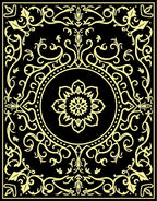 Ornate Mandala Black Gold Pattern Rug