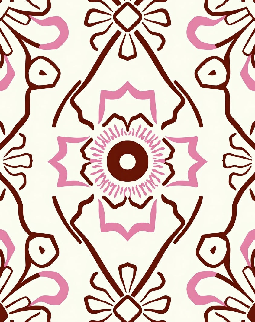 Bold Floral Motif with Pink Accents Rug
