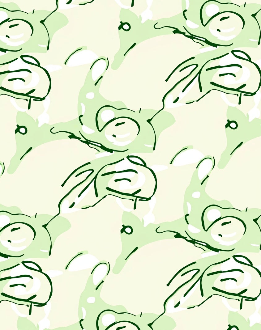 Abstract Green White Line Art Rug