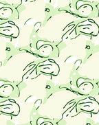 Abstract Green White Line Art Rug