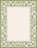 Green Floral Scrollwork Border Pattern Rug