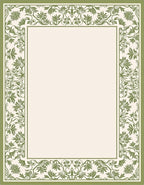 Green Floral Scrollwork Border Pattern Rug