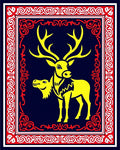 Yellow Stag Geometric Border Rug