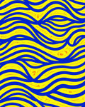 Bold Blue Yellow Wavy Pattern Rug