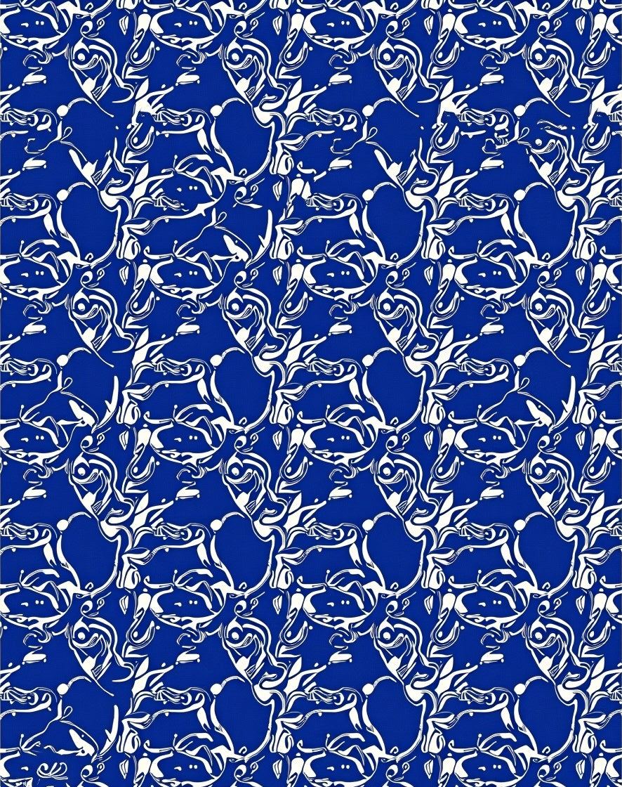 Vibrant Blue White Abstract Swirl Rug