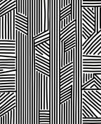 Abstract Black and White Lined Pattern Rug