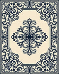 Intricate Floral Scrollwork Patterned Rug