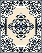 Intricate Floral Scrollwork Patterned Rug