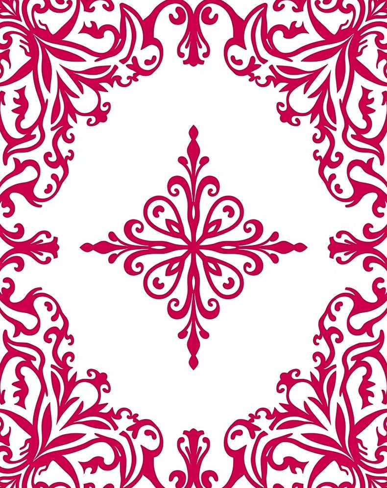 Delicate Pink Floral Scroll Pattern Rug