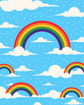 Joyful Rainbow Cloud Pattern Rug