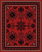 Bold Red Floral Geometric Pattern Rug
